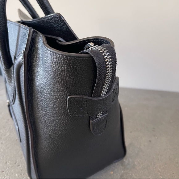 CELINE MINI LUGGAGE in Drummed Calfskin - Black with Silver Hardware - Picture 4 of 8